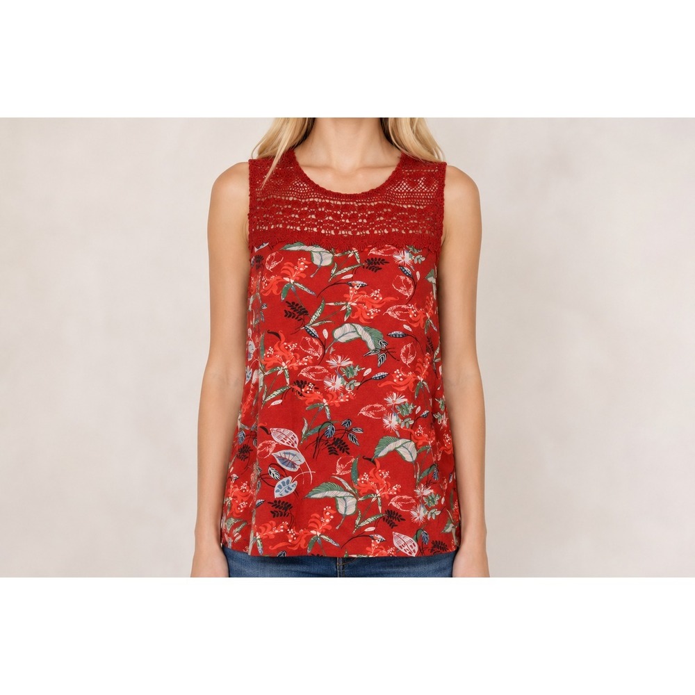 Garnet Hill Feminine Sustainable Floral Crochet Lace Blouse Artisan Luxury SZ L‎